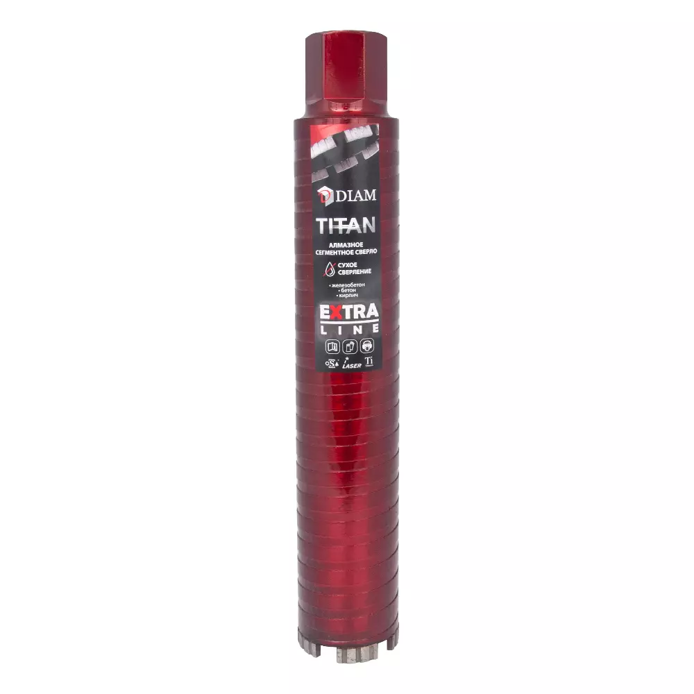 Алмазное сегментное сверло (коронка) DIAM EXTRA LINE TITAN HIT (сухое сверление) 62x450x1,1/4UNC 313033
