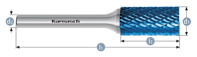 Борфреза цилиндр с гладким торцом, покрытие BLUE-TEC, арт.115001052
